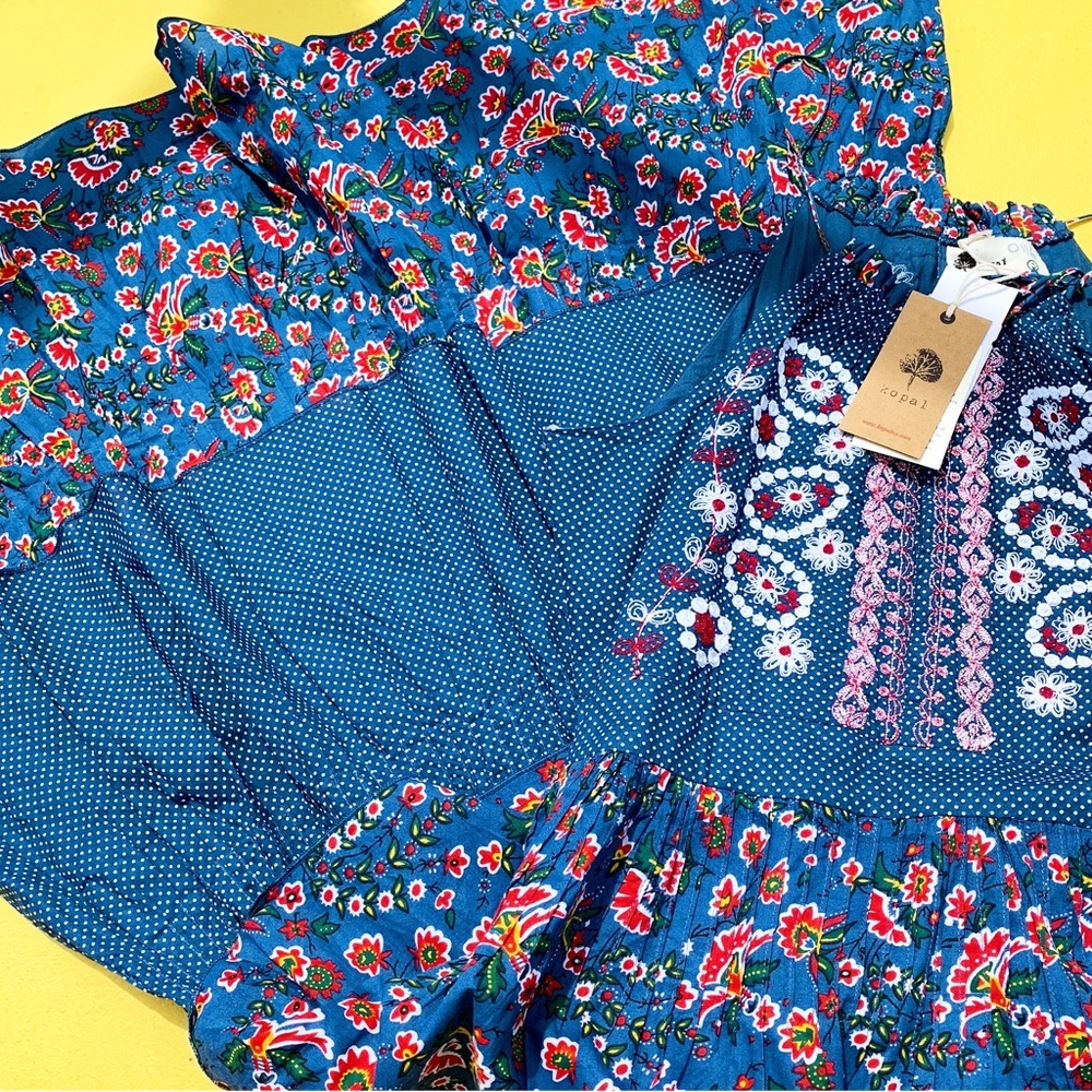 ANTHROPOLOGIE KOPAL embroidered dress Small floral print NWT new tiered halter